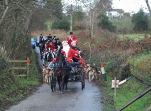 Mrs. Jo Green and Dunmere Glayvar escorting Tiverton Foxhounds to the meet on Christmas Eve